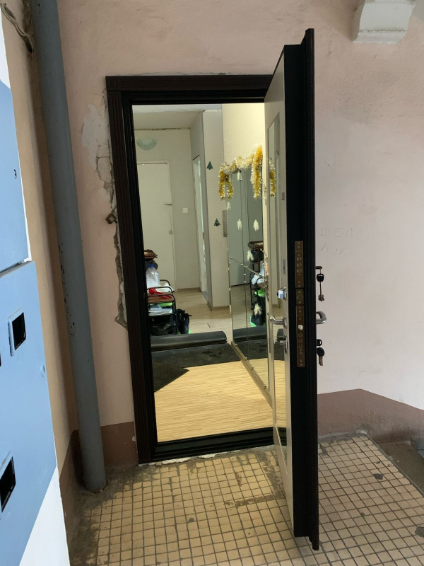 Металлические двери в Гатчине - снаружи открыта